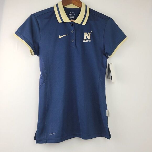 Nike Womens Navy Midshipmen Dri Fit NWT Polo Shirt Size S - Picture 2 of 10